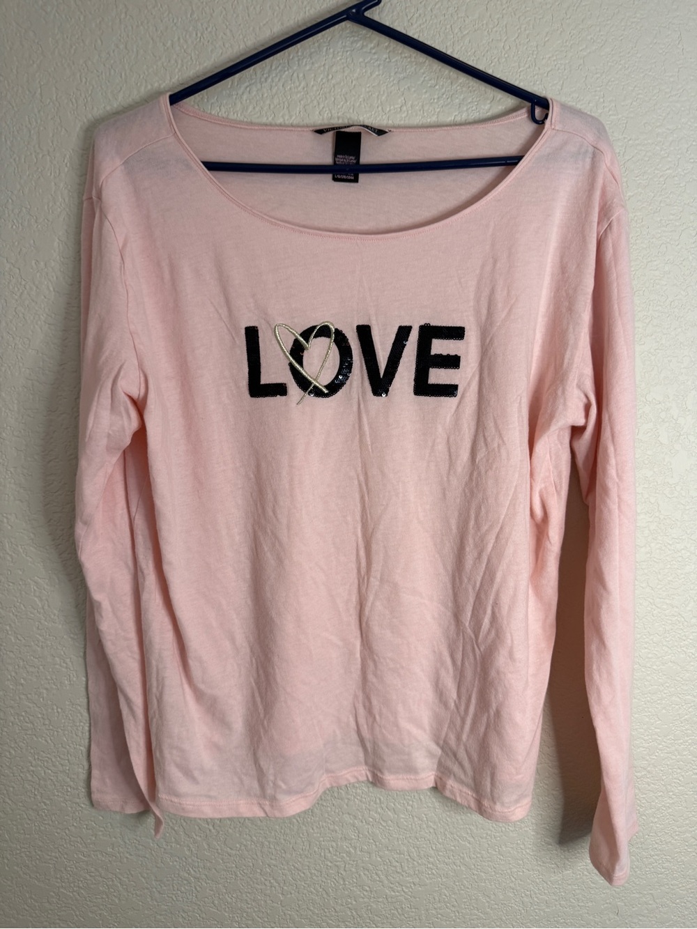 Victoria's Secret Pink LOVE Long-Sleeve Sleepwear Tee Large